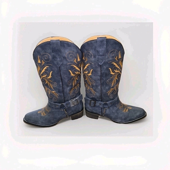 GPXGPX Women's Embroidered Cowboy Boots Block Heel Mid Calf Size 9.5 Gray. - Picture 7 of 12